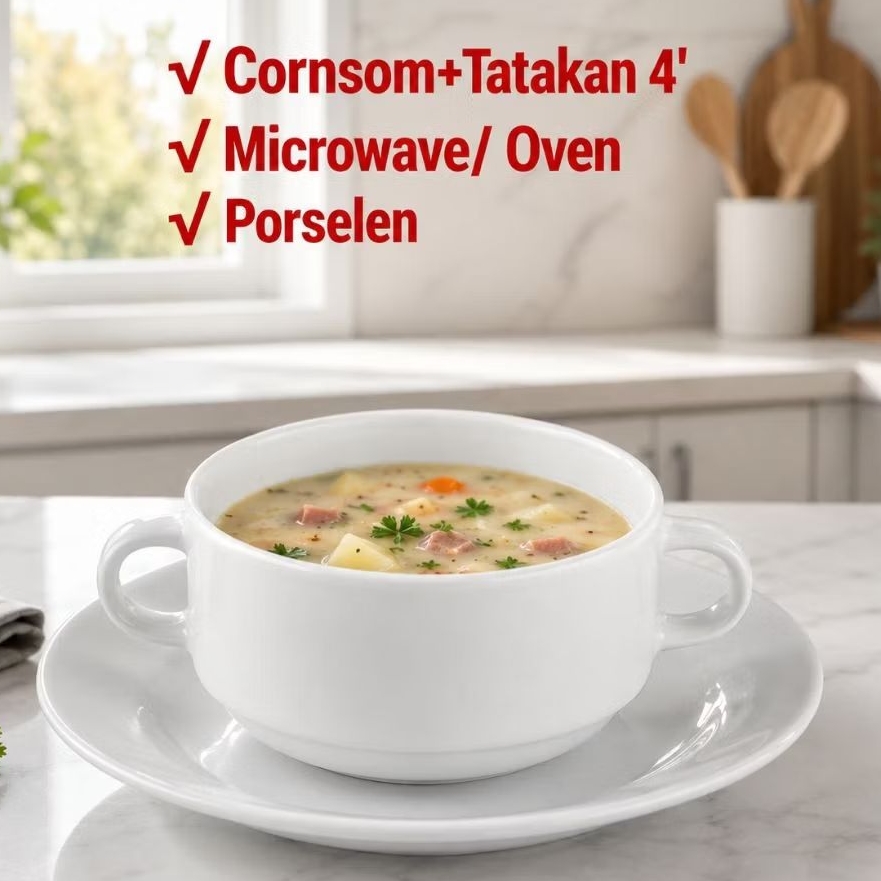 Set Mangkok + Tatakan Zuppa Soup Cornsom/ Mangkok + Tatakan Porselen Cornsom JM