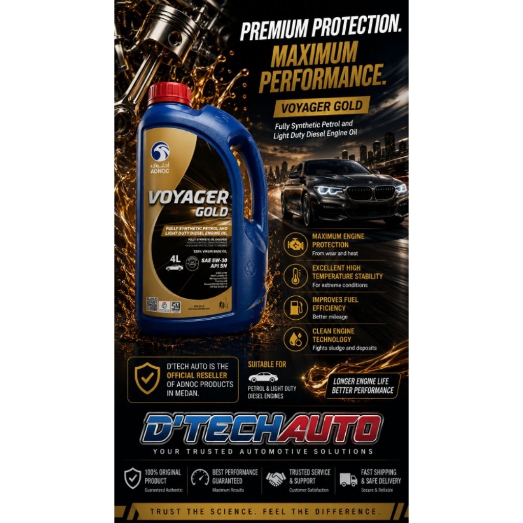 ADNOC VOYAGER GOLD SAE 5W30 FULLY SYNTHETIC / ADNOC VOYAGER GOLD OLI MOBIL DIESEL BENSIN