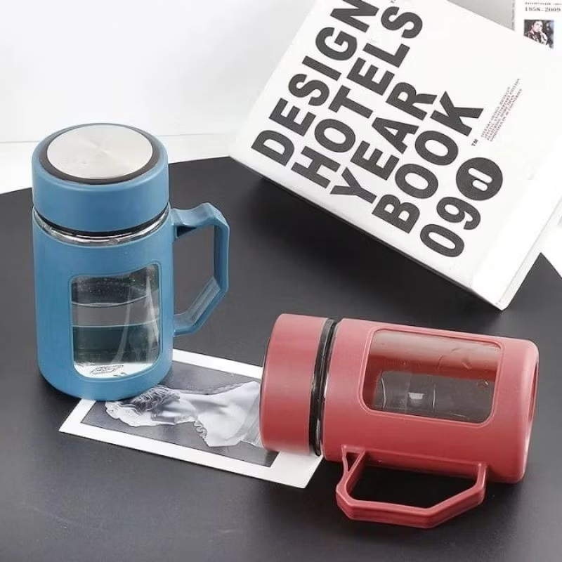 Gelas kaca 500 ml botol minum cangkir mug+kaca tutup 500 ml gelas kaca