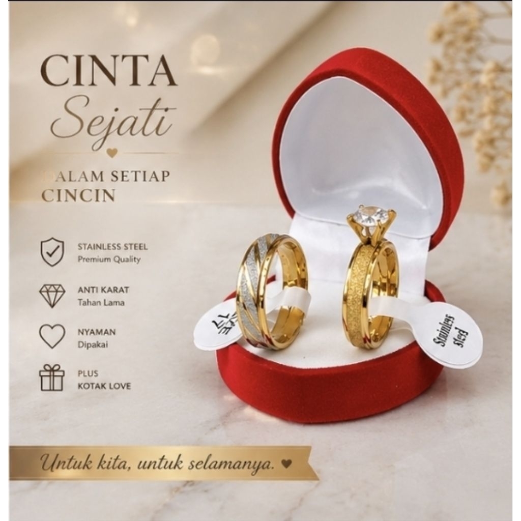 Cincin Couple Titanium Premium Model Mewah | Cocok Lamaran & Nikah