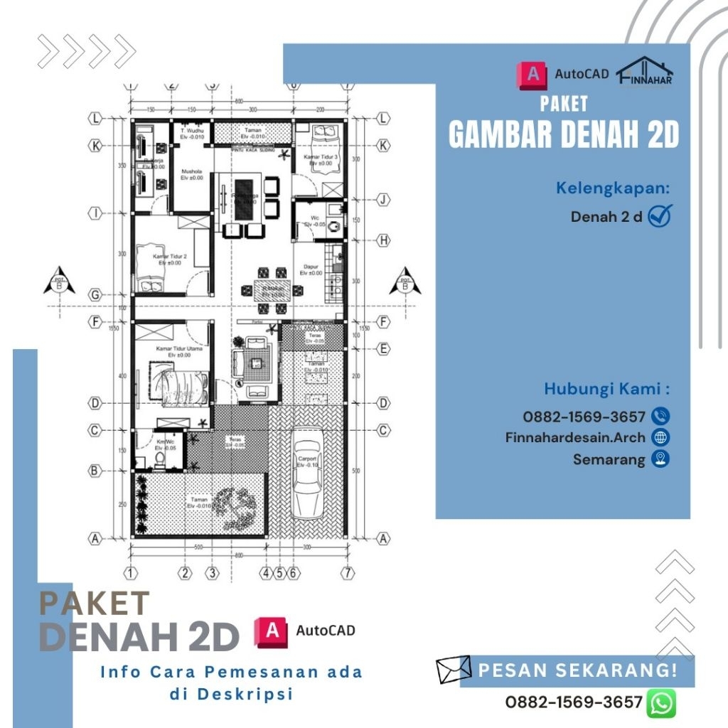 Gambar Denah Rumah Arsitek (Denah 2D)