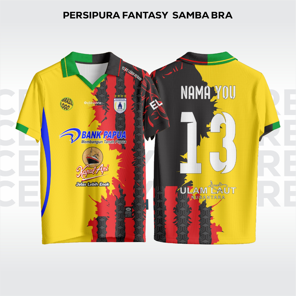 Celiboystore-Jersey Persipura x Brazil Free Nameset / Jersey Persipura kombinasi Brazil