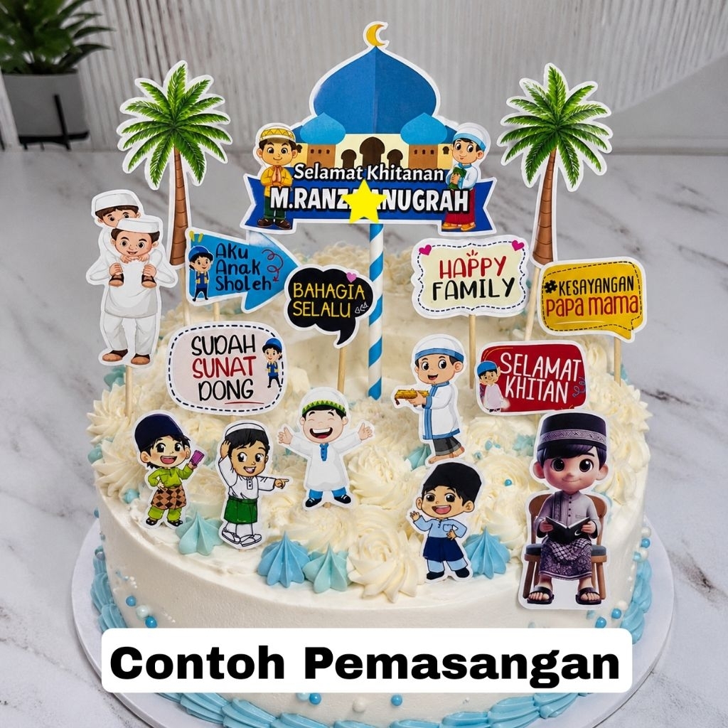 Topper Cake Khitanan / Selamat Khitan Custom Nama