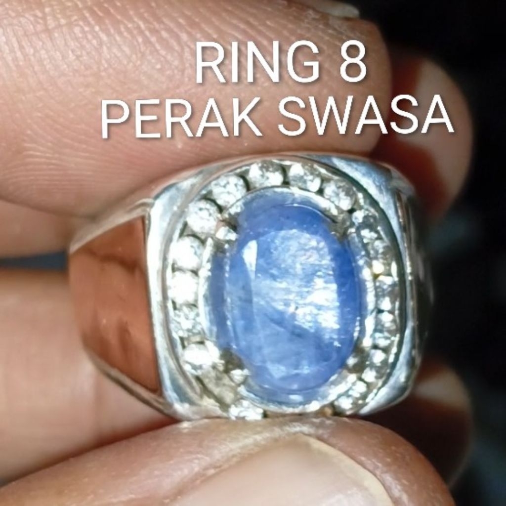 NATURAL BLUE SAPPHIRE SAFIR CEYLON SRILANKA RING PERAK SWASA + MEMO