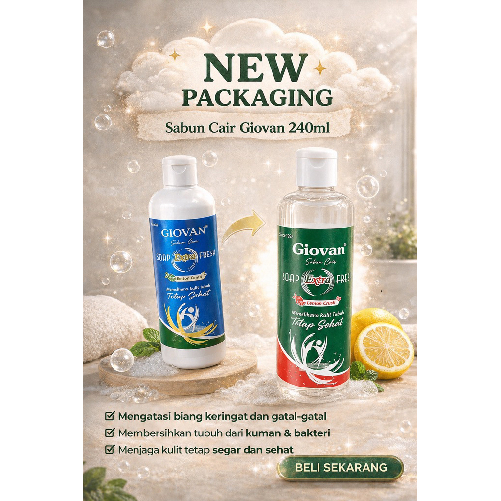 NEW!!SABUN GIOVAN SOAP FRESH LEMON CRUSH 240ML BIANG KERINGAT / SABUN ANTISEPTIK / SABUN BIANG DEWAS
