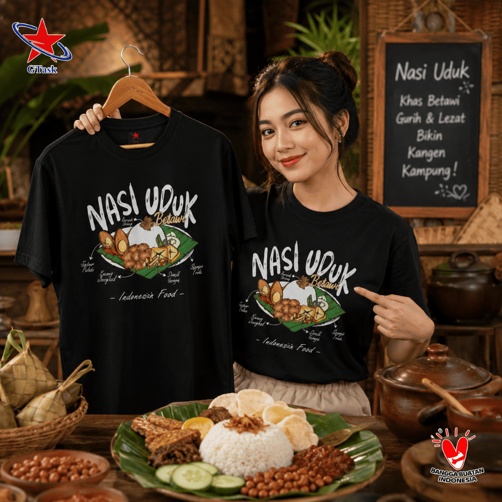 GTask - Nasi Uduk Betawi | Kaos Distro Foodies | Baju Distro Indonesian Food Terlaris
