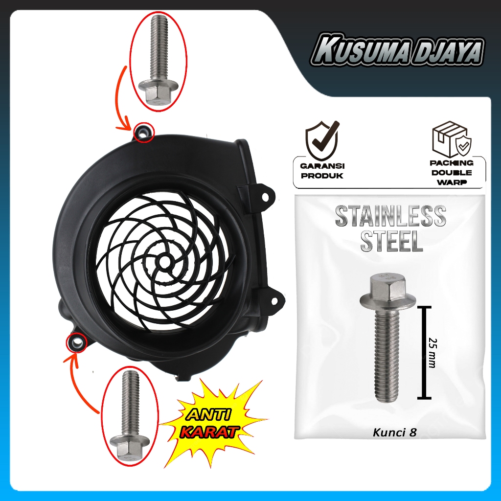 BAUD BAUT 6X25 STAINLESS COVER KAPER TUTUP BAK BLOK CVT BEAT SCOOPY VARIO 110 FI 2012 - 2014 SATUAN