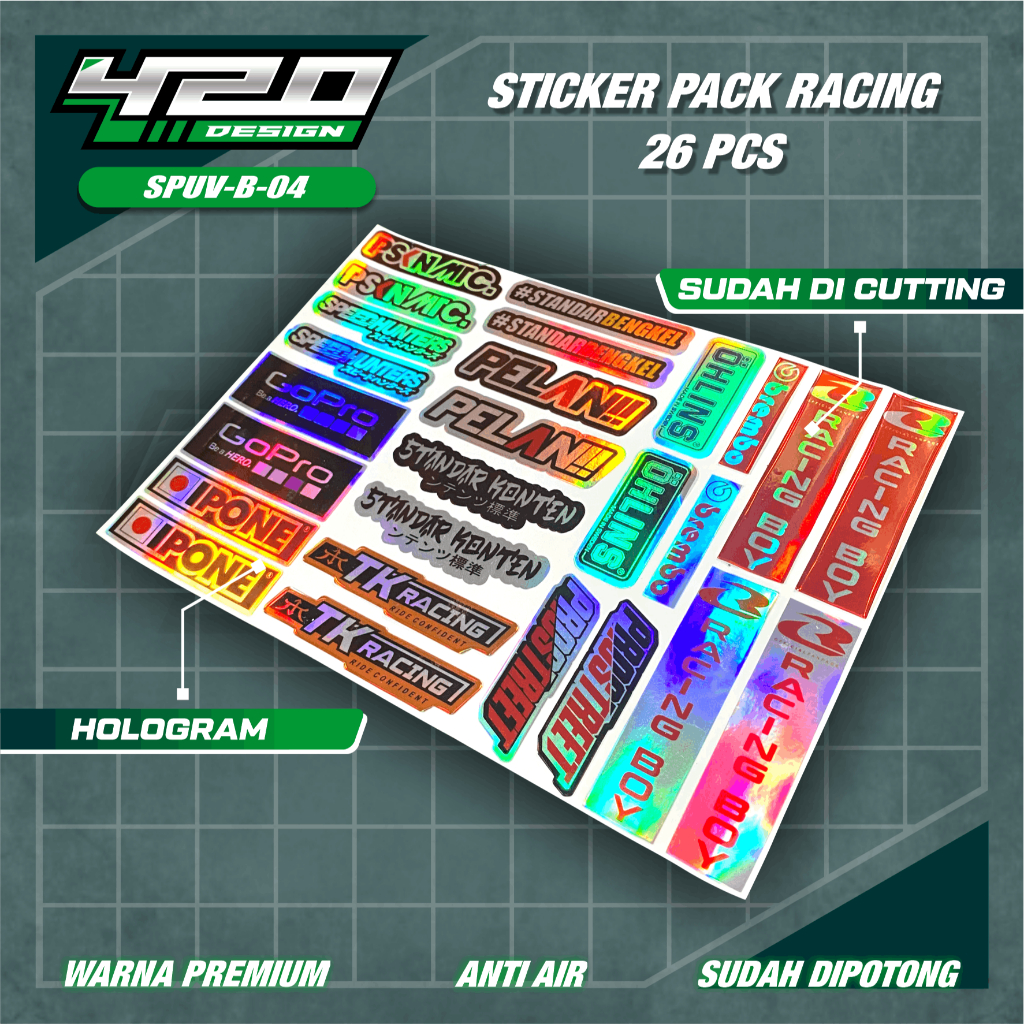 Stiker Racing 1 Pack -  Stiker Sponsor Stiker Helm Stiker Motor Sticker Motor - Kode SPUV