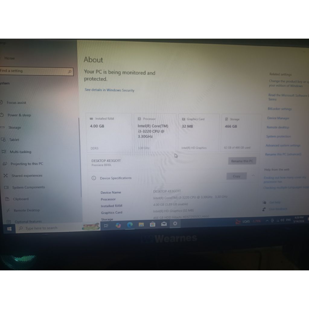 Pc komputer core i3 3220 Fullset (Tinggal pakai)