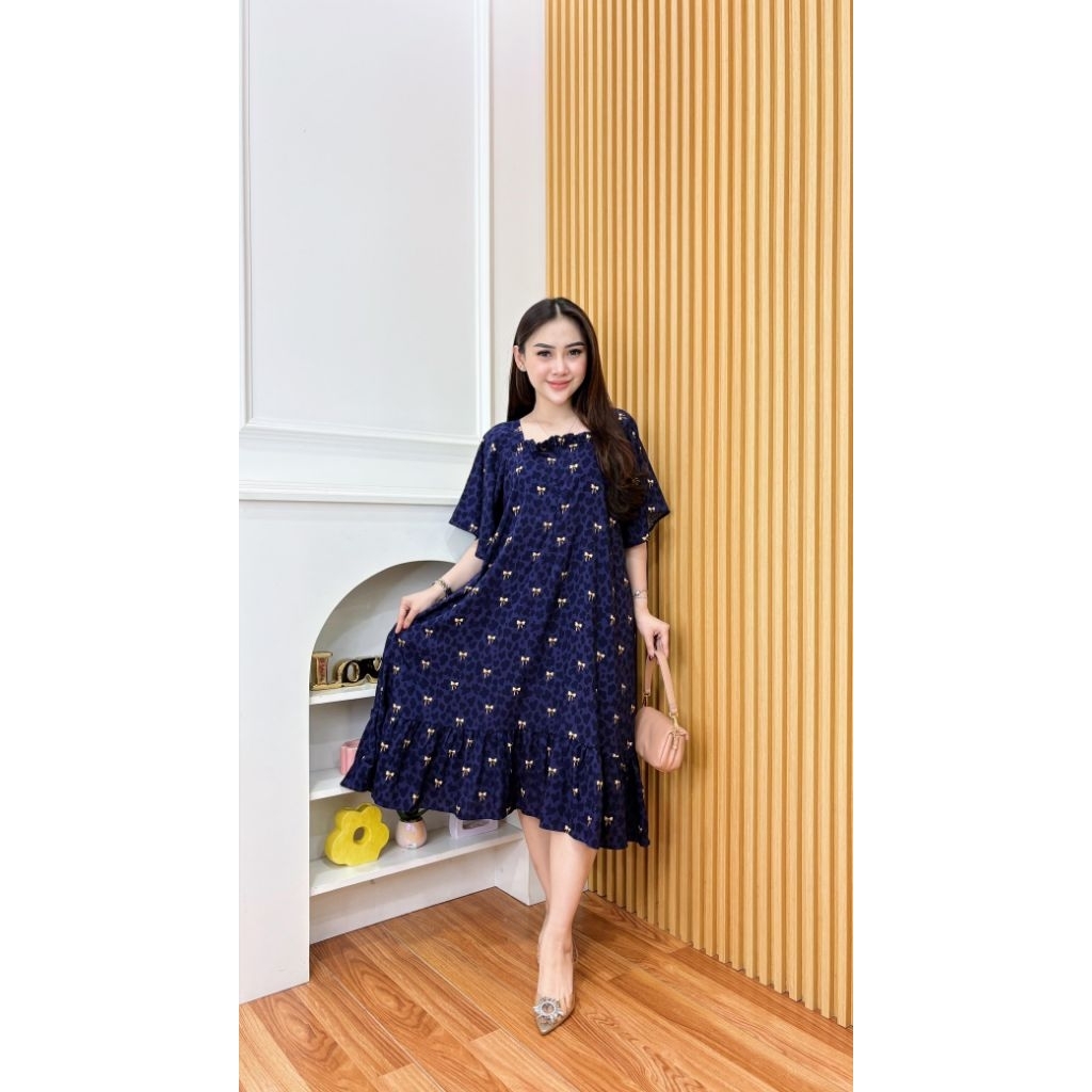 (G) Arumi ruffle Dress By FANESSA daster rumahan wanita cantik katun rayon premium Busui jumbo model