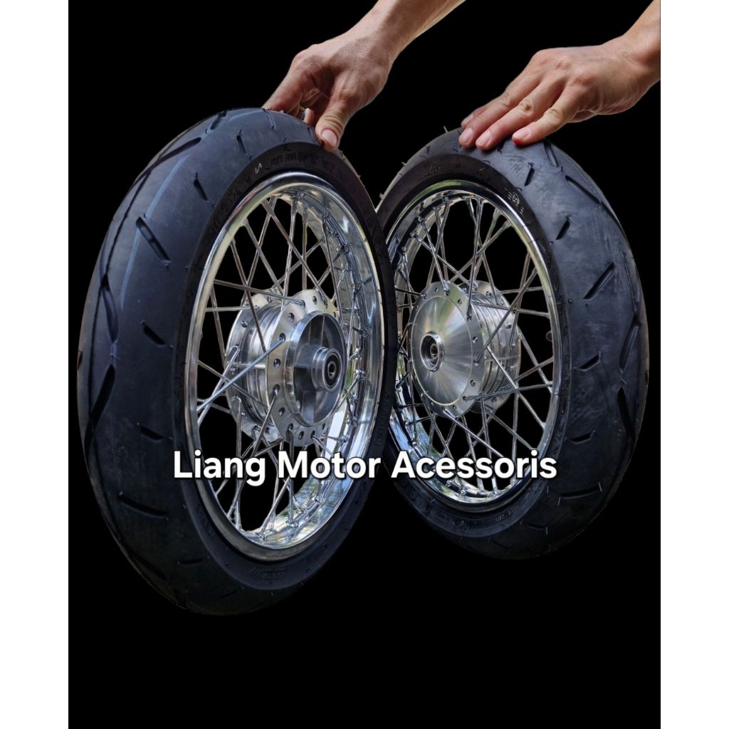 Sepaket Velg D.I.D Besi/Baja Ring 14 Tromol Set Jari2 Plus Ban - SupraX100/110cc/Astrea/Grand/Legend