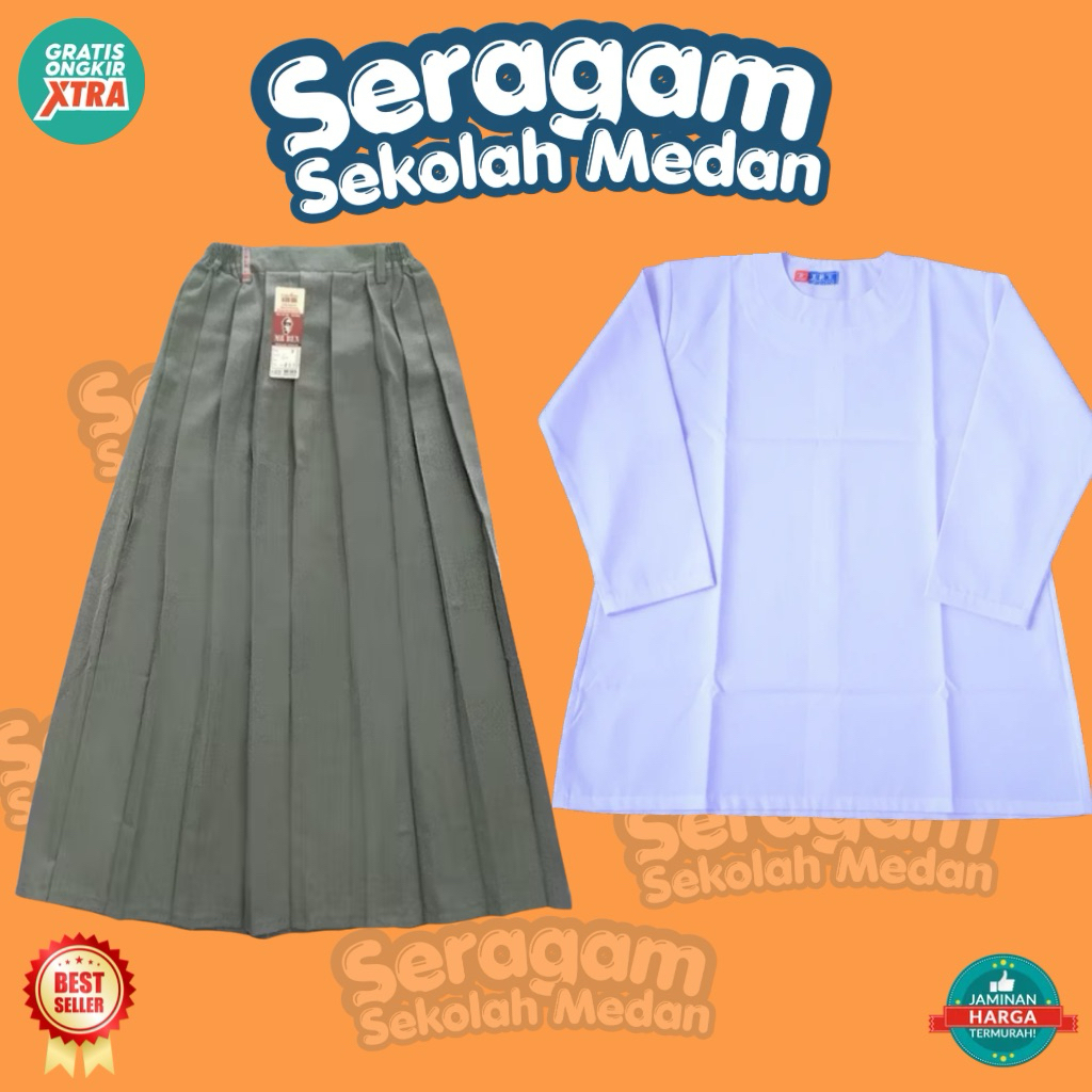 BAJU KURUNG PUTIH SMA SEKOLAH SETELAN KURUNG SMA PUTIH CEWEK SERAGAM SMA KURUNG PUTIH ABU ABU TETREK