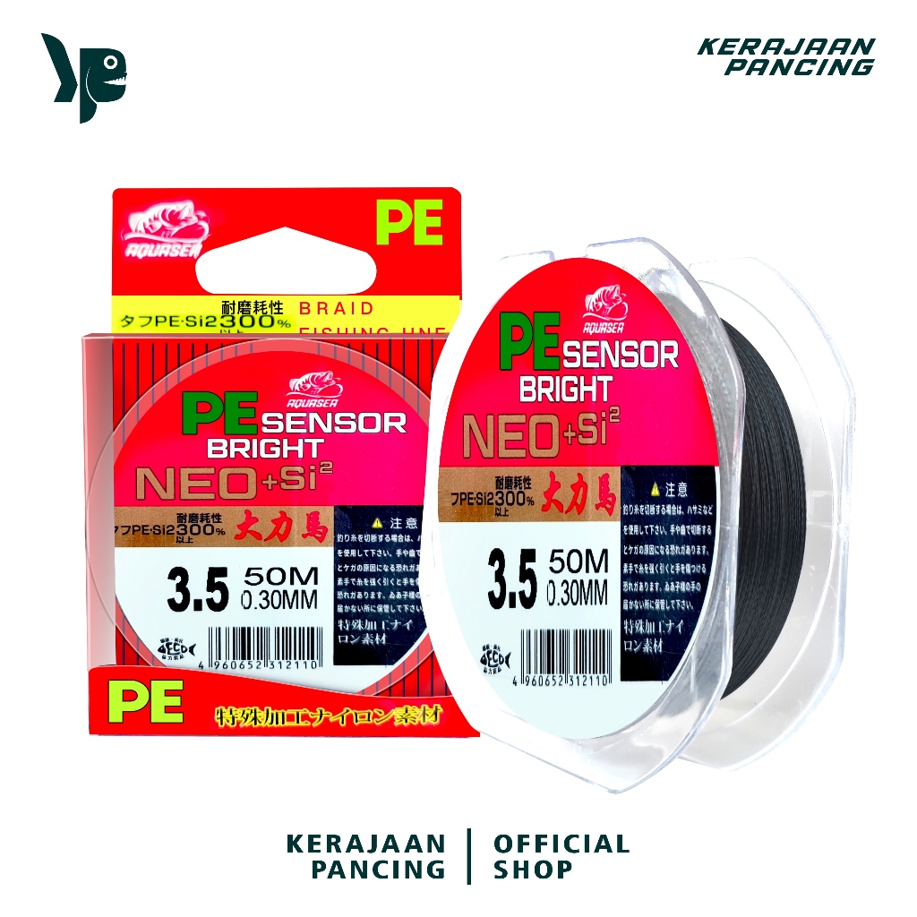 Kerajaan Pancing Tali Pancing PE Sensor Bright Hitam NEO+Jepang Senar Pancing 50m Super Kuat benang 
