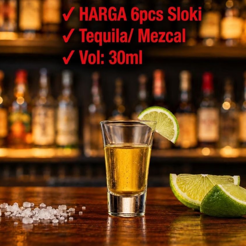 [6pcs] Gelas SLOKI SHOT 30ml/ Gelas Shot Liquor Arak Putih SP
