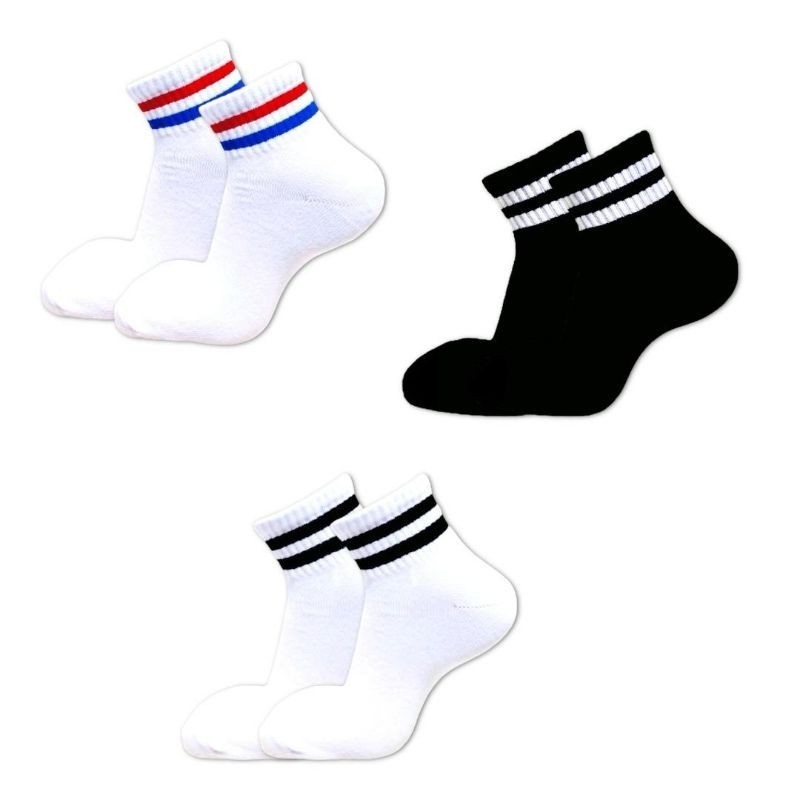 Ben AR Store - 6 Pasang Kaos Kaki Kodachi Old School Pendek Streep Dua - Bahan PE