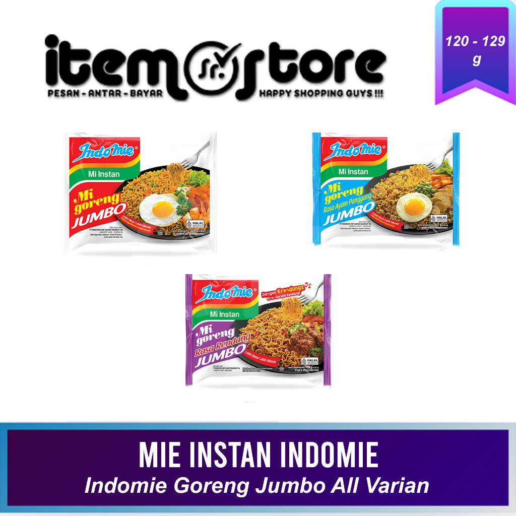 Mi Instan Indomie Goreng Jumbo Original | Indomie Goreng Jumbo Ayam Panggang | Indomie Goreng Jumbo 