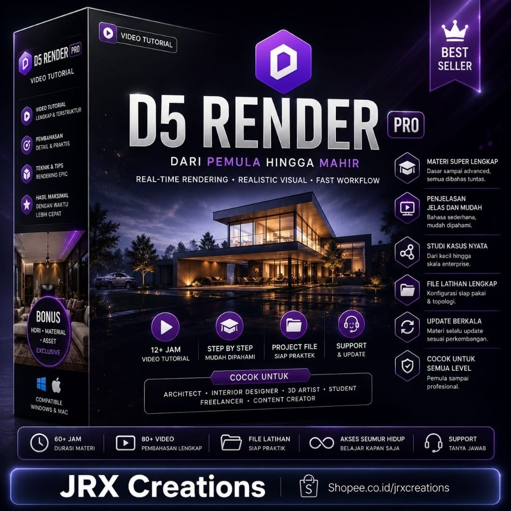 VIDEO TUTORIAL D5 Render Pro Library & Template Lengkap