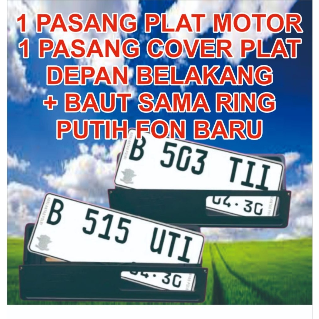 PLAT NOMOR ,MOTOR FONT STANDAR_// SAMSAT  LOGO KORLANTAS//KANAN &KIRI pengganti plat yg hilang / pla