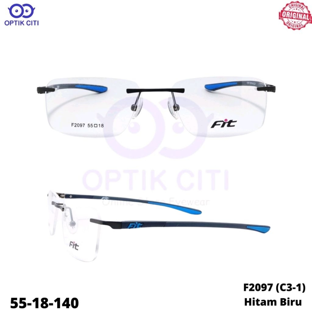 Frame Kacamata Pria Sporty FIT 2097 Rimless Bor Original