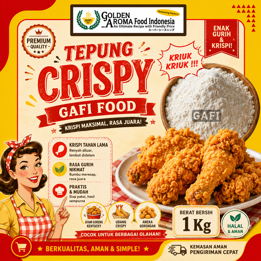 GAFI Food Tepung Crispy 1 Kg Enak Gurih Murah Tepung Crispy Ayam Goreng Terbaik 1Kg Halal Kentucky K