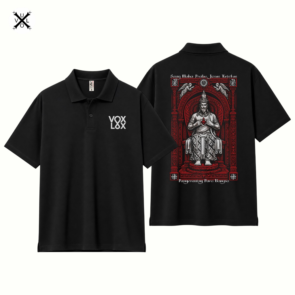 Polo Shirt Hati Kudus Tuhan Yesus Ganjuran - Regular Fit Unisex, Cotton Combed 24s 200+GSM