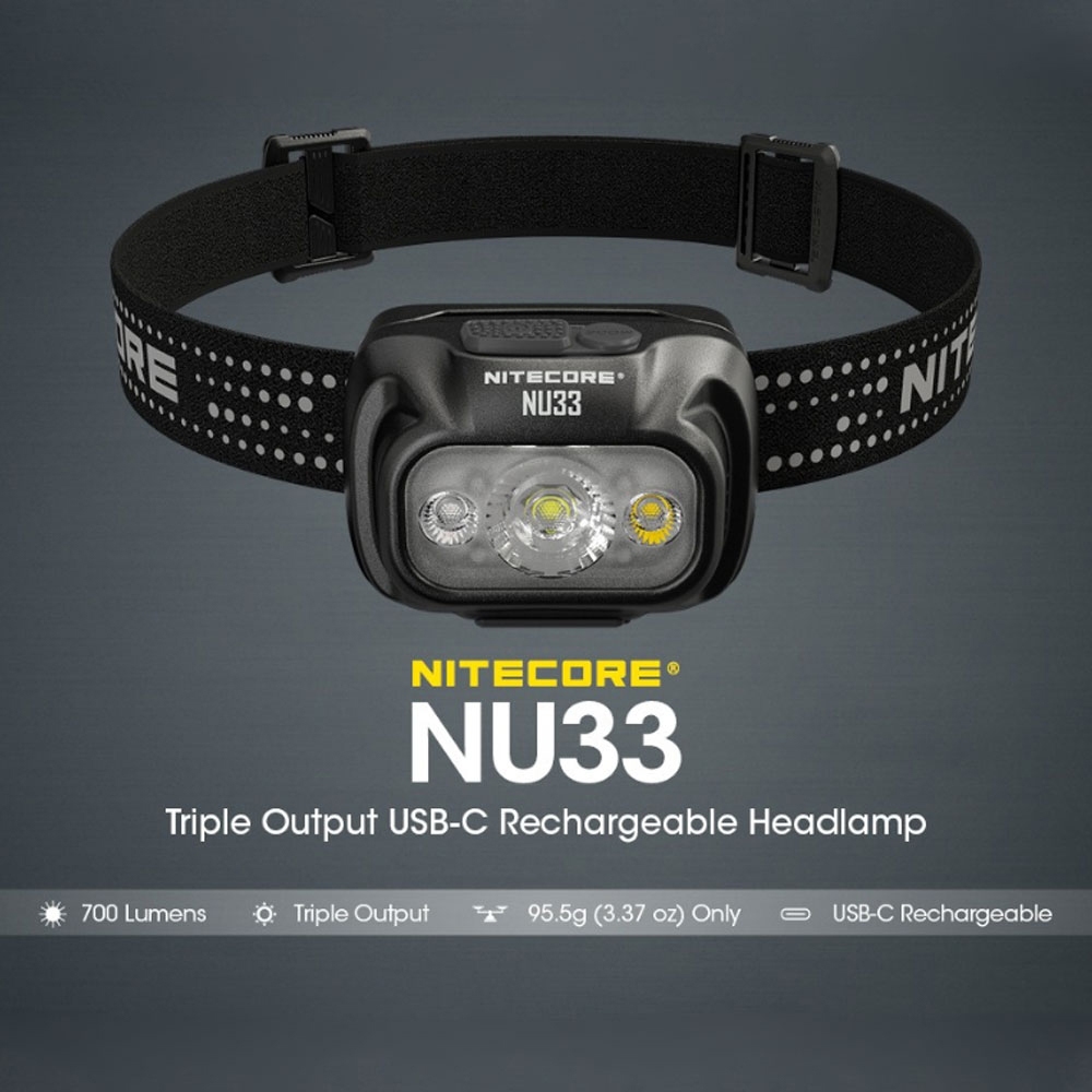 NITECORE NU33 Headlamp LED Senter Kepala 700lm Triple Output IP66 - Original