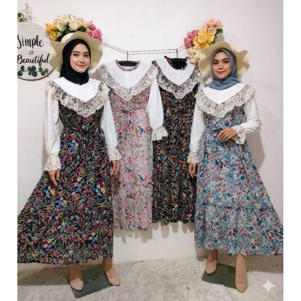 Gamis  ceruty Meijiwang Maxi korea Ceruty Bkk Burklat 901-D Renda Premium