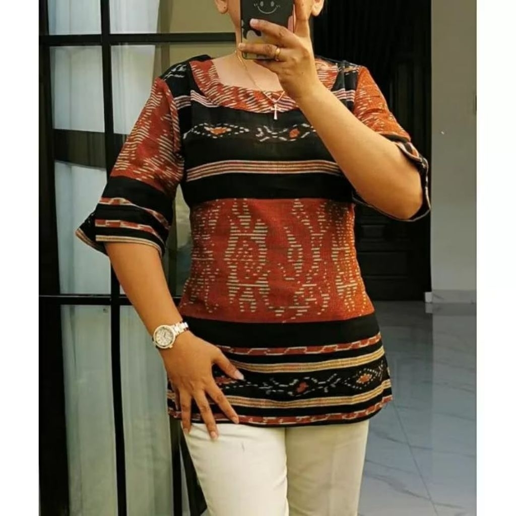 BAJU TENUN WANITA , BLUS TENUN KERJA, BLOUSE TENUN WANITA ETNIK