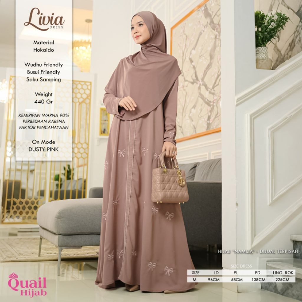 QUAIL HIJAB GAMIS BORDIR PITA HOKAIDO LIVIA DRESS