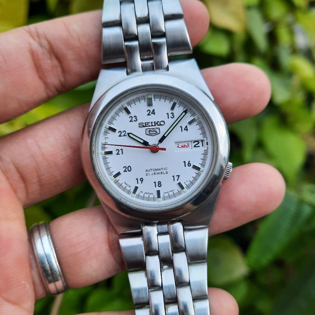 JDM  Seiko 5 Automatic SNKE27J1 White Grid Military Dial 7S26-02V0 SNKE27