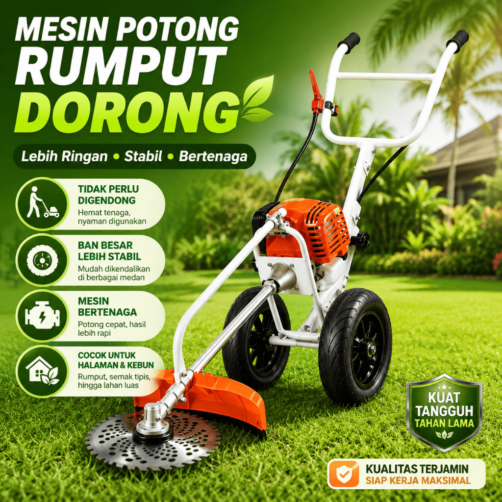 REAIM Mesin Potong Rumput Dorong 2TAK mesin pemotong rumput dorong Arit rumput Pemotong Rumput 52CC