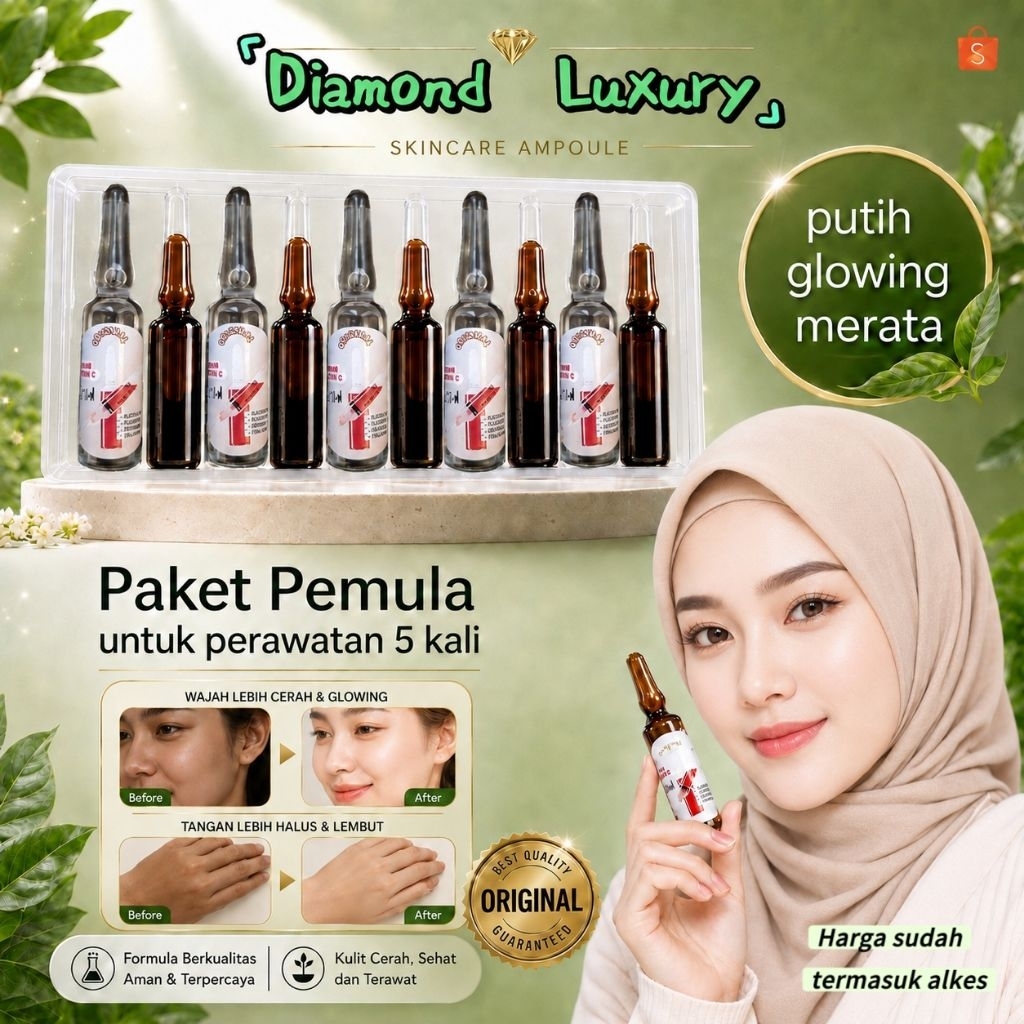 BOOSTER DIAMOND LUXURY Whitening  Suntik injeksi pemula 100% Original/ paket lengkap alkes/Infus #sh