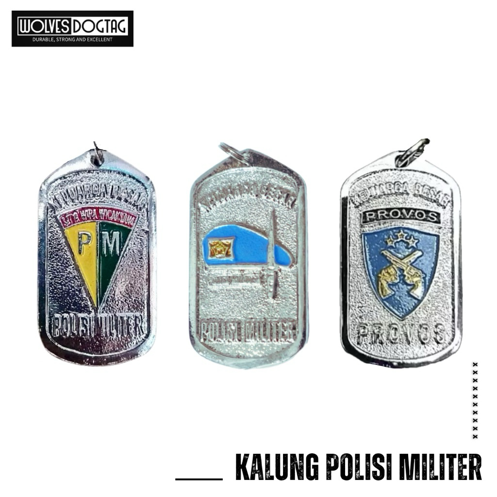 Kalung PM (Polisi Militer) / Kalung provost TNI Polri / Dog tag / Kalung army / Kalung cor PM desain