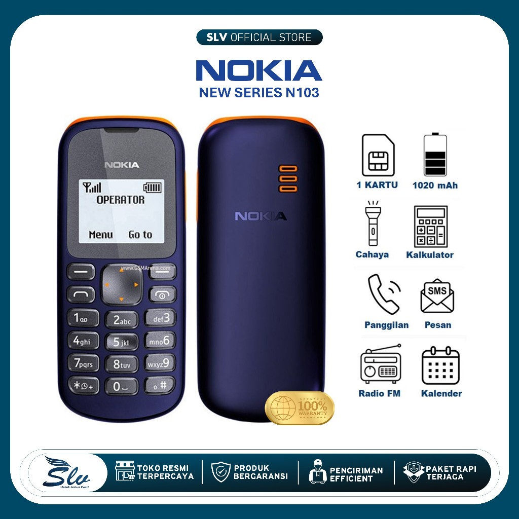 BARU/GRESS Hp Jadul Nokia 103 NEW REBORN Murah Berkualitas Hp Jadul 1 Kartu Feature Phone Hp Murah B