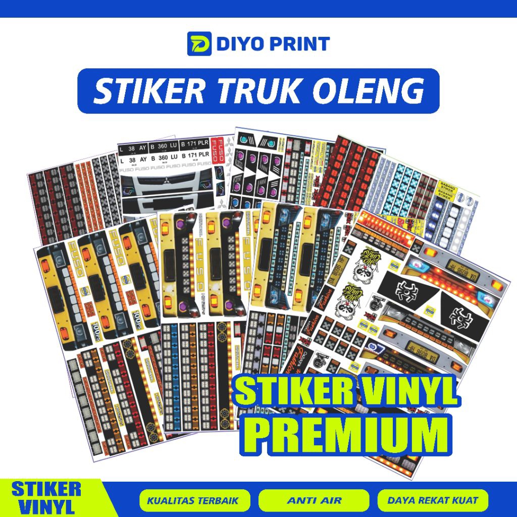Stiker miniatur Truk oleng termurah tidak pudar anti air Vinyl Premium