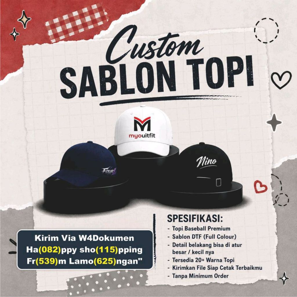 Custom Sablon DTF Topi Baseball