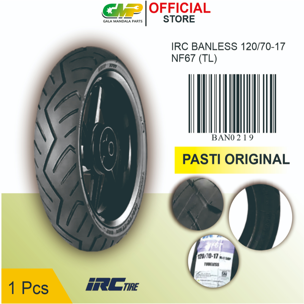 Ban Luar IRC NF67 120/70-17 Tubeless Ban Motor Sport Ninja CBR Vixion R15 Byson