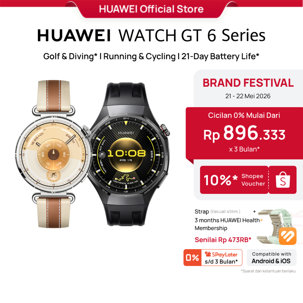 [Brand Festival | HOT SELLING] WATCH GT 6 Series Smartwatch l Golf & Diving* l Running & Cycling l 2