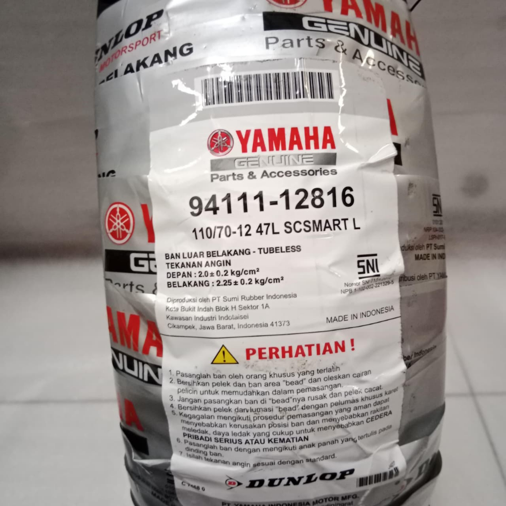 Ban Tubeless Belakang Ukuran 110/70-12 Yamaha Fazzio 94111-12816 ORIGINAL YGP BERKUALITAS BAGUS BAIK