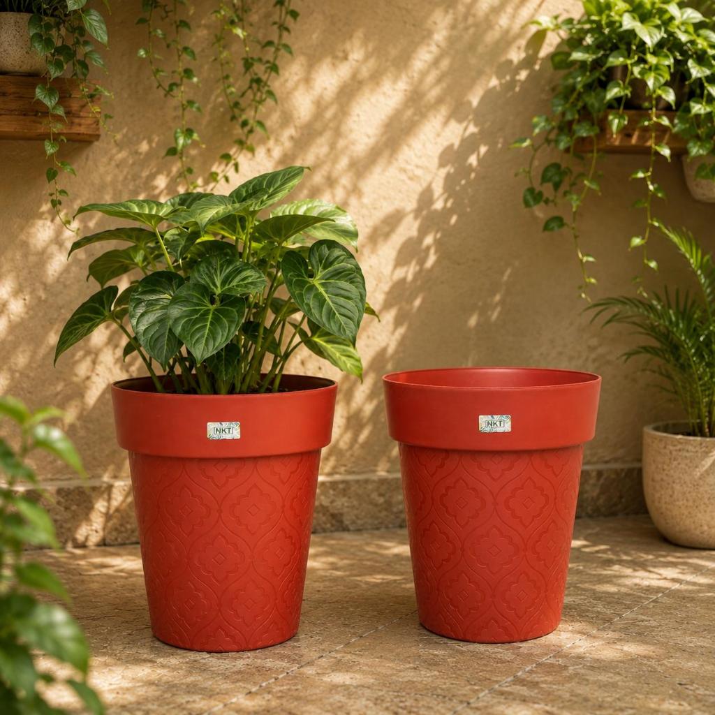 POT BUNGA TANAMAN TINGGI TOWER 35 BATA BAHAN TEBAL  - NKT TOWER 35 MERAH BATA JUMBO