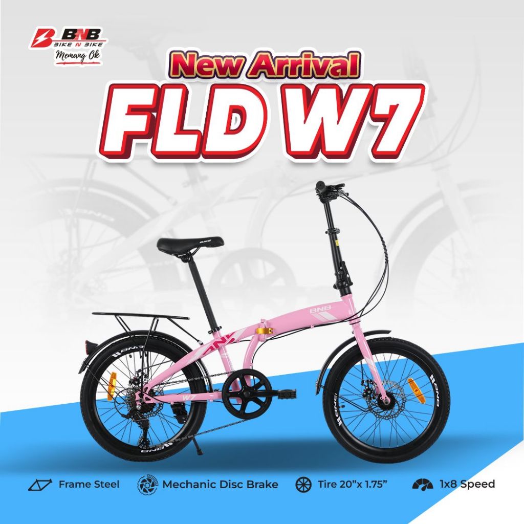 SEPEDA LIPAT 20 INCH BNB LITE W7 ERGONOMIC FOLDING BIKE 8 SPEED