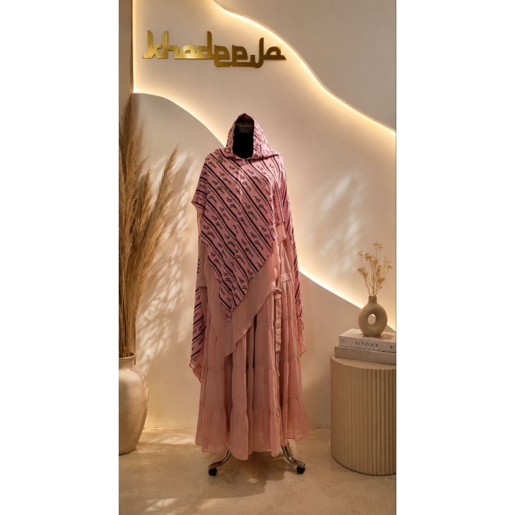 [RITZ SYAR'I] GAMIS SYARI / DRESS SET MEWAH ORIGINAL " PINK " By Ritz Syar'i [MODEST STYLE RUNWAY]