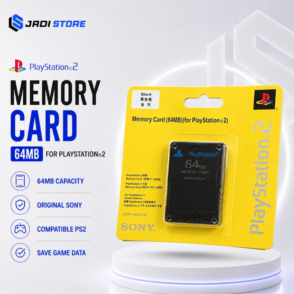 Memory PS2 Memory PS 2 MC MMC Memory Memori Card playstation PS 2 PS2 Original Hitam 64 mb 8 mb 64mb