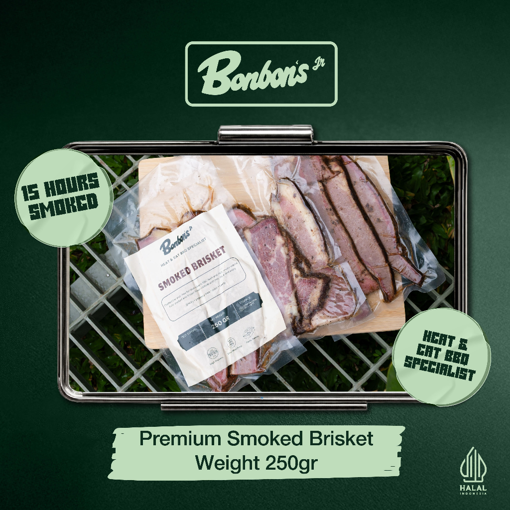 Premium Smoked Brisket / Premium Smoked Beef Rasher / Smoked Beef Slice / Daging Sapi Bacon / 250gr