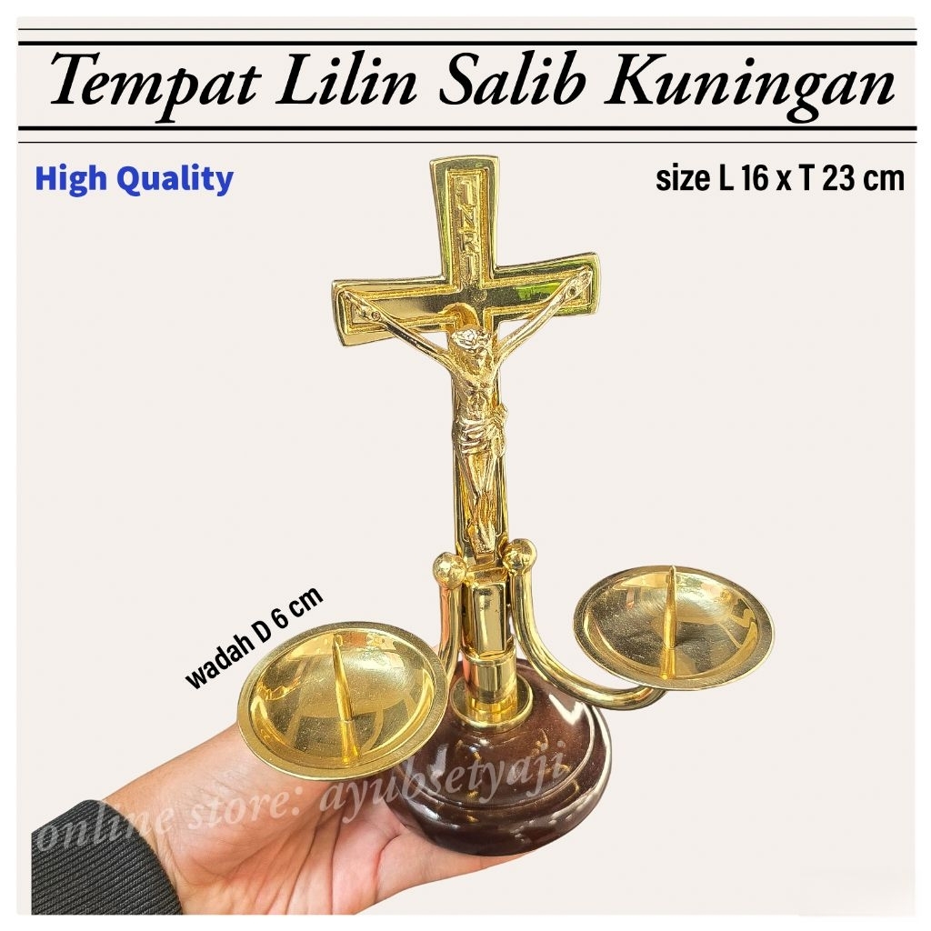 Tempat Lilin Salib Katolik Kuningan Salib Lilin Duduk Kaki Dian Pelita Salib Altar Gereja Khatolik K