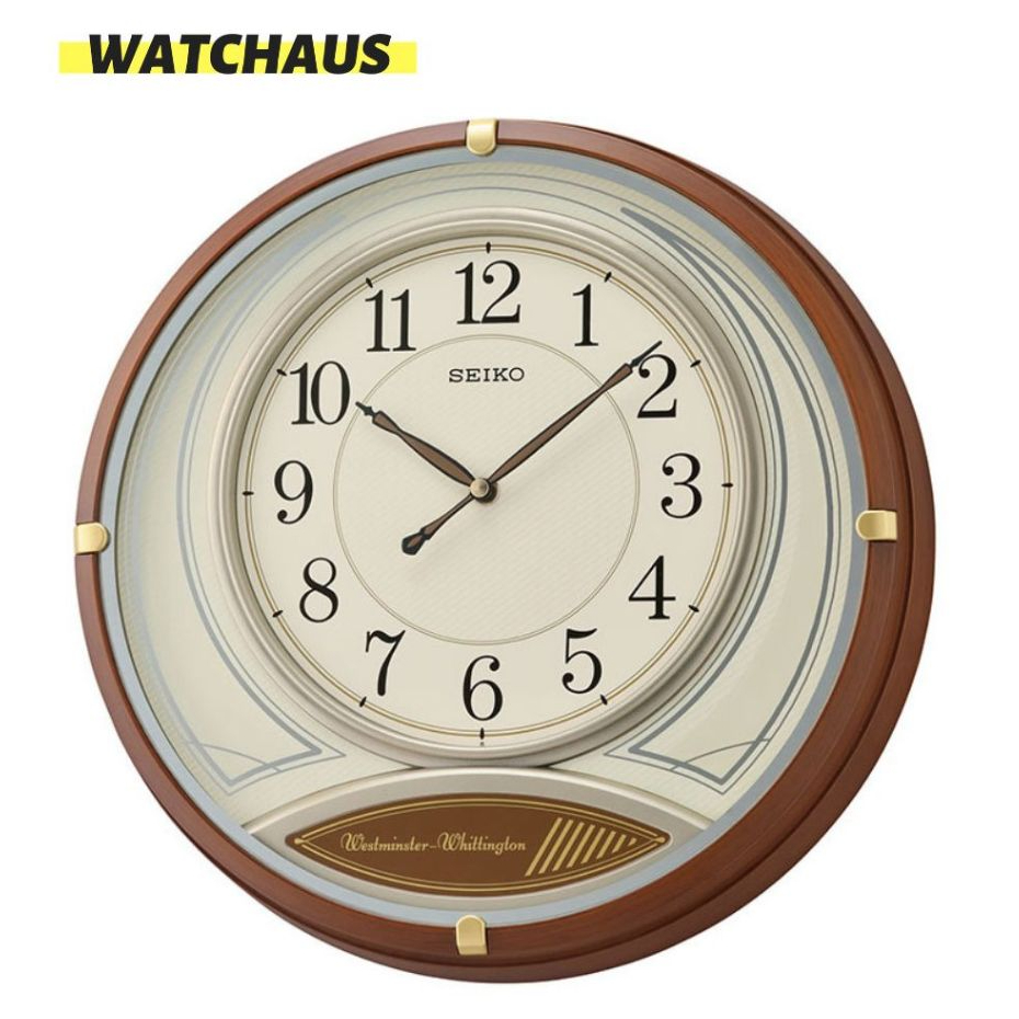 JAM DINDING SEIKO QXD215B QXD 215B ANALOG WHITE DIAL BROWN WOOD CASE