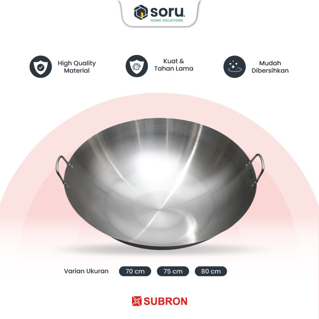 SORU - Wajan Kuali Besar Jumbo Stainless 70cm 75cm 80cm BGN MBG Anti Karat - Jumbo Wok Stainless
