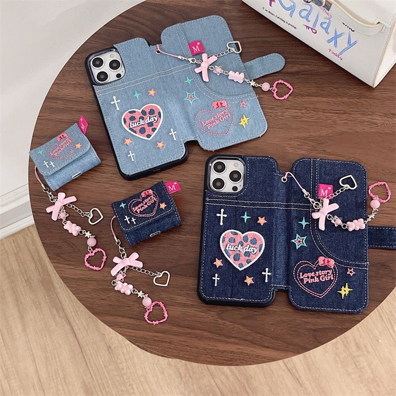 Casing flip Case HP Model jeans dompet mini Iphone 11 12 13 14 15 16 17 Pro Max Airpods Gen 1 2 3 FJ