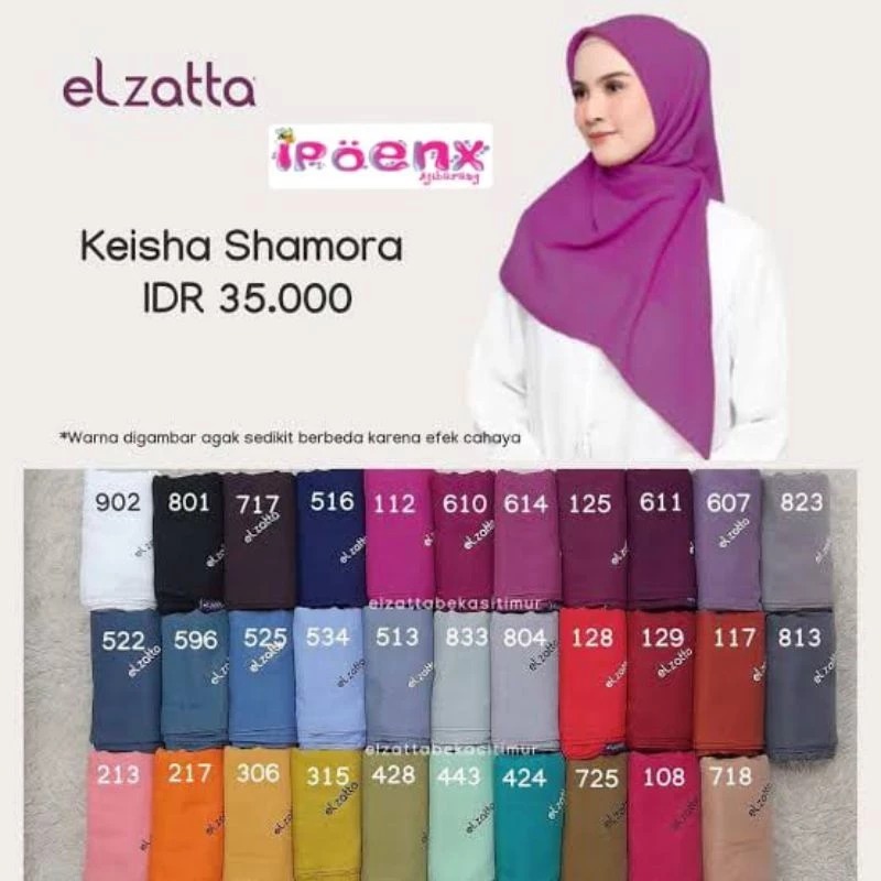 HIJAB SEGIEMPAT ELZATTA KEISHA SHAMORA KERUDUNG SEGIEMPAT POLOS ELZATTA|S4 POLOS VOAL