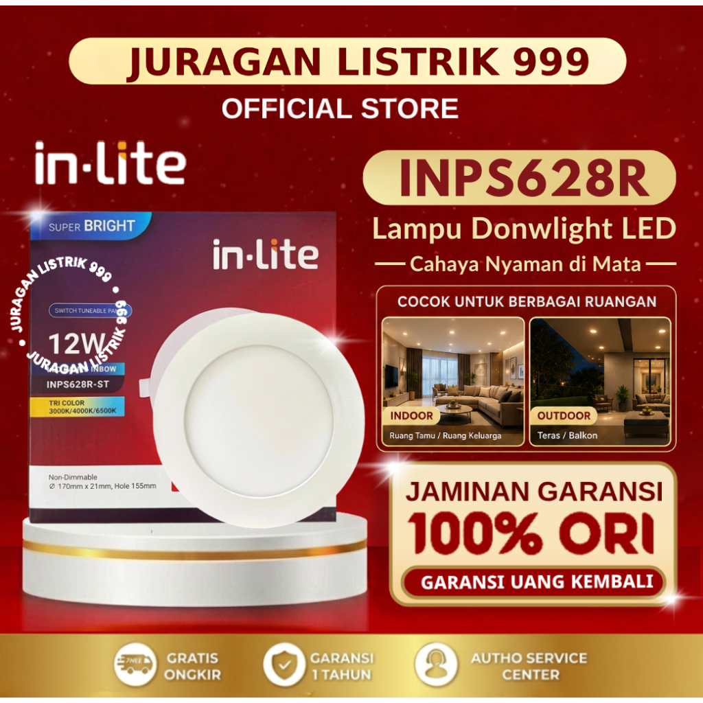 INLITE - LAMPU DOWNLIGHT INBOW BULAT / PANEL LIGHT LED INLITE INPS628R 3 WATT